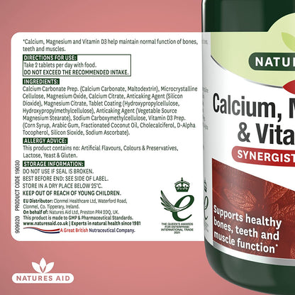 Calcium, Magnesium & Vitamin D3 90 Tablets - Natures Aid - Vitamins & Supplements - Eco Natural Products