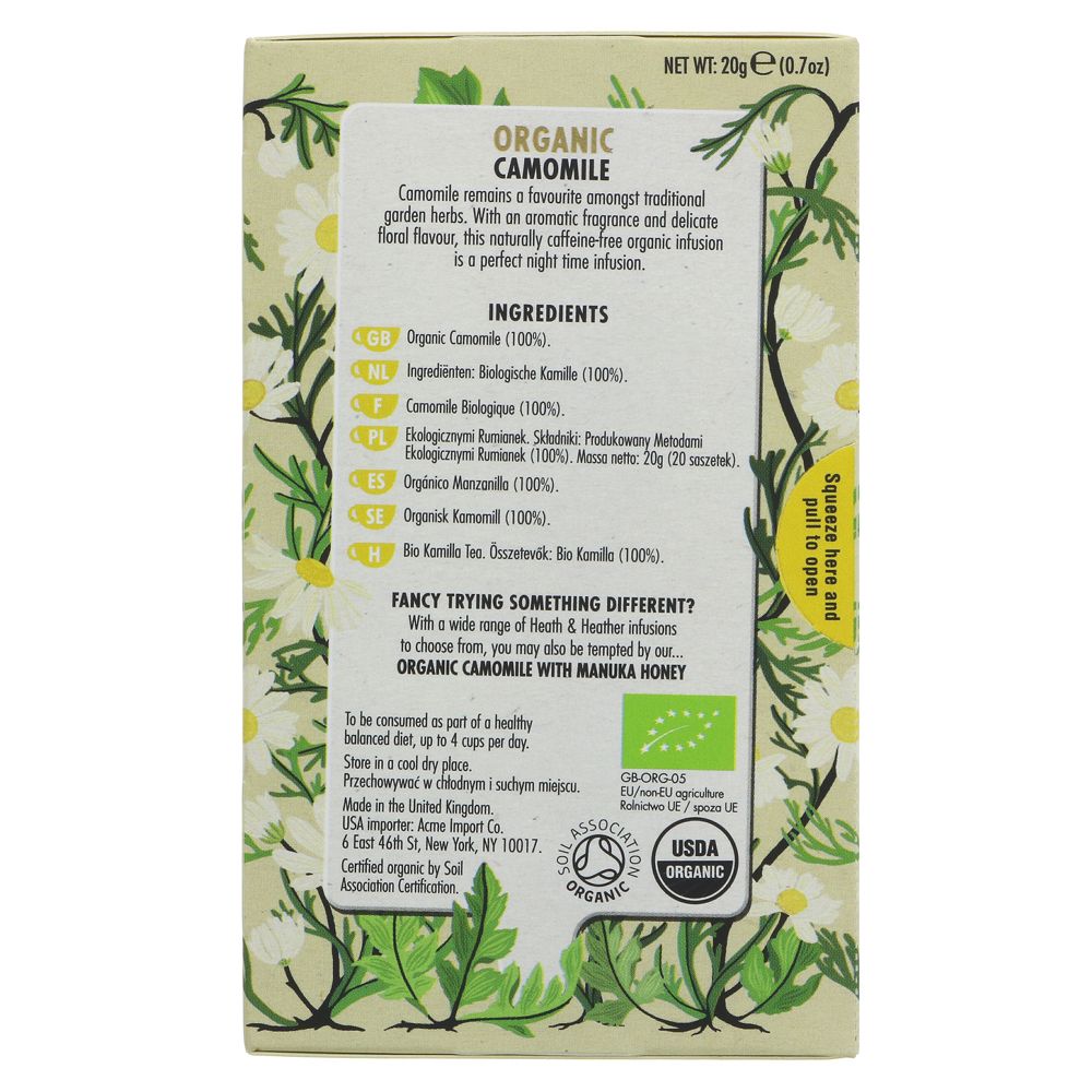 Camomile Infusion 20 Bags - Heath & Heather - Infusion - Eco Natural Products