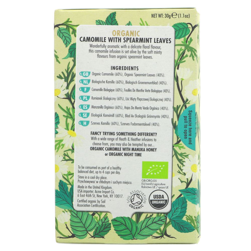 Camomile & Spearmint Infusion 20 Bags - Heath & Heather - Infusion - Eco Natural Products