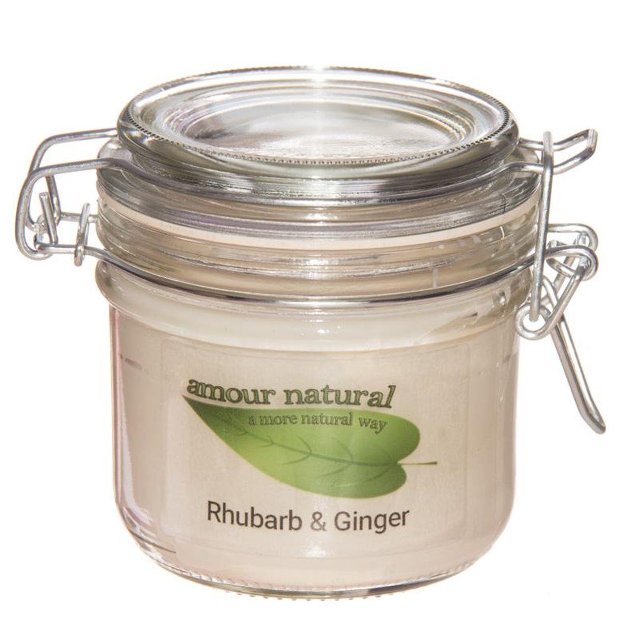 Candle in a Glass Jar with Clip - Style lid, Rhubarb and Ginger - 200ml - Eco Natural Products - Amour Natural - 