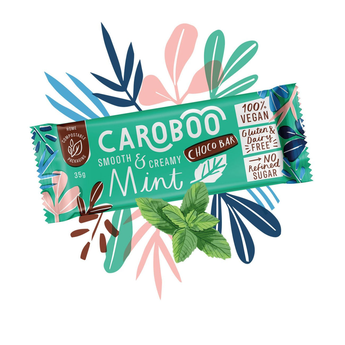 Carob Bar Mint Smooth Creamy 35G - Caroboo - Chocolate Bar - Eco Natural Products