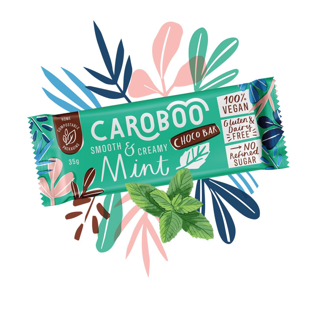 Carob Bar Mint Smooth Creamy 35G - Caroboo - Chocolate Bar - Eco Natural Products