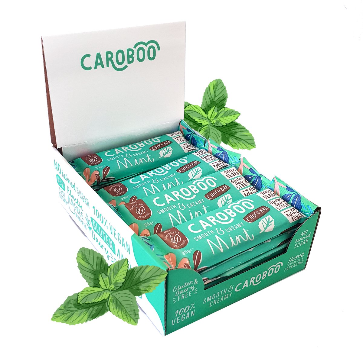 Carob Bar Mint Smooth Creamy 35G - Caroboo - Chocolate Bar - Eco Natural Products