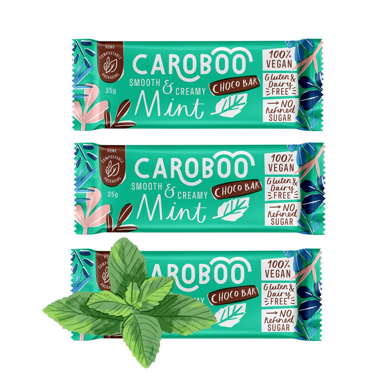Carob Bar Mint Smooth Creamy 35G - Caroboo - Chocolate Bar - Eco Natural Products