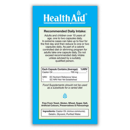 Castroclean Castor Oil 700mg 60 Capsules - HealthAid - Food Supplement - Eco Natural Products
