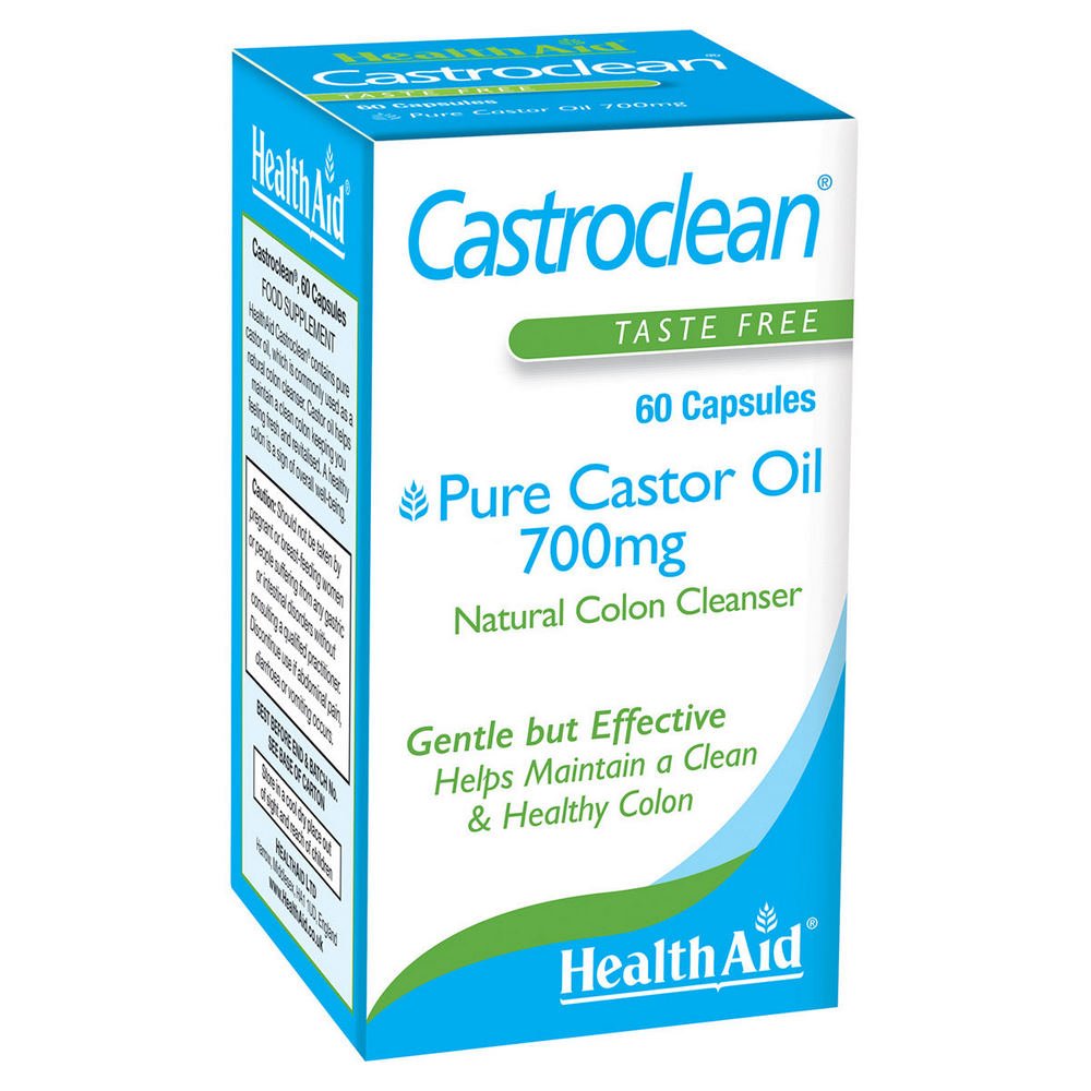 Castroclean Castor Oil 700mg 60 Capsules - HealthAid - Food Supplement - Eco Natural Products