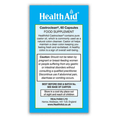Castroclean Castor Oil 700mg 60 Capsules - HealthAid - Food Supplement - Eco Natural Products