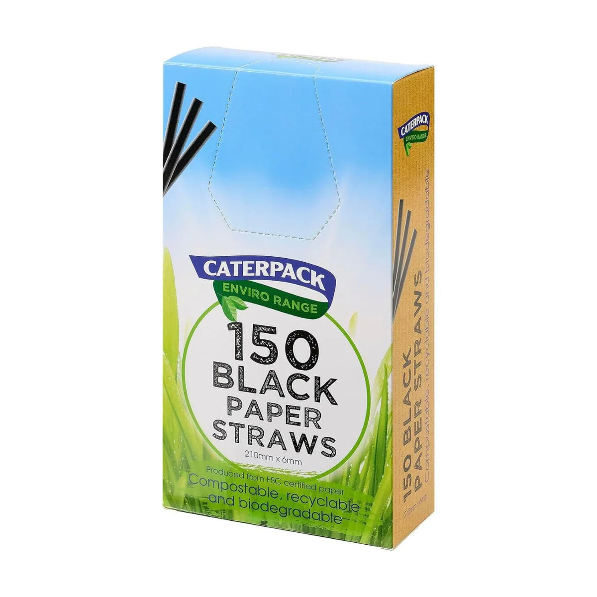 Caterpack Black Paper Straws 150pcs - Caterpack Enviro - Drinking Straws - Caterpack Enviro
