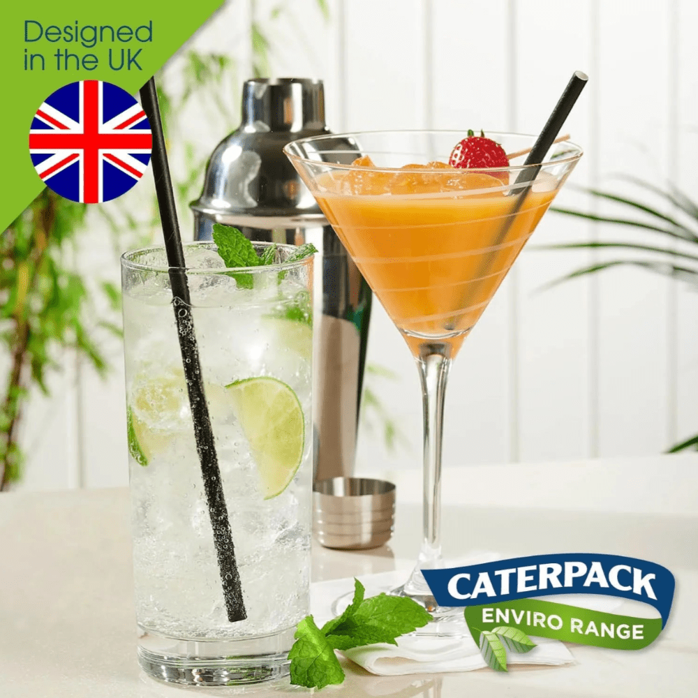 Caterpack Black Paper Straws 150pcs - Caterpack Enviro - Drinking Straws - Caterpack Enviro