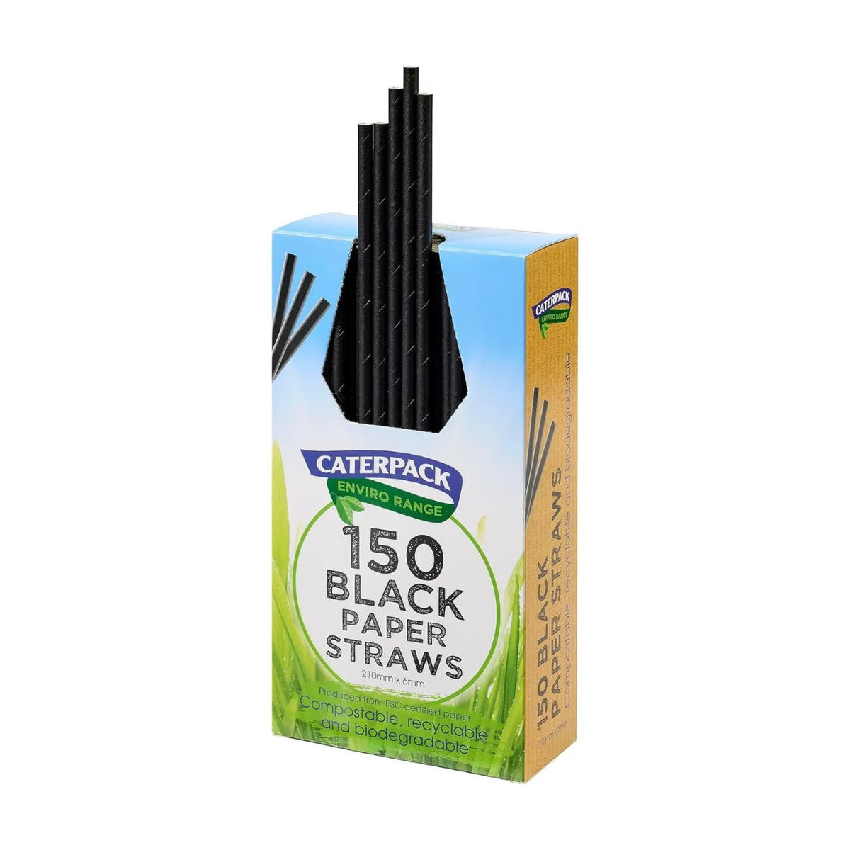 Caterpack Black Paper Straws 150pcs - Caterpack Enviro - Drinking Straws - Caterpack Enviro