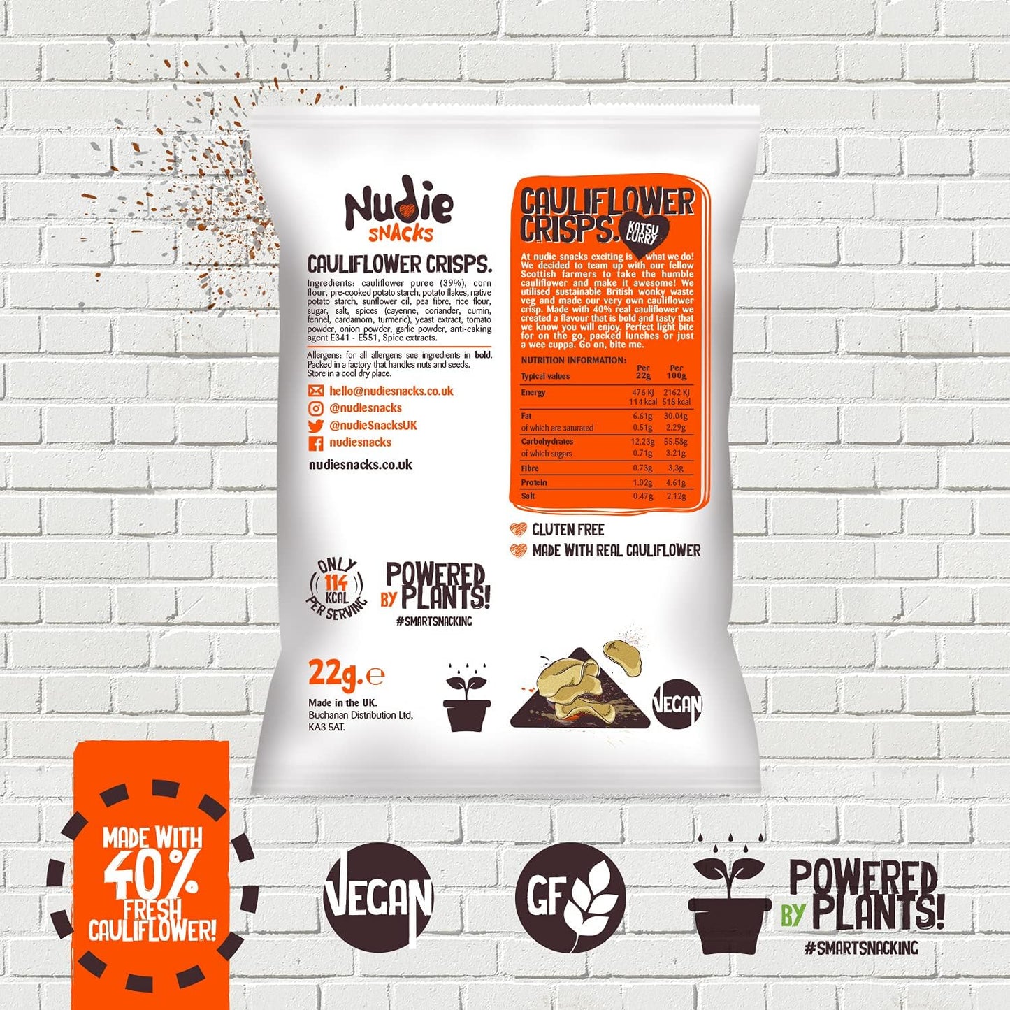 Cauliflower Crisps Katsu Curry 80g - Nudie Snacks - Snack - Eco Natural Products