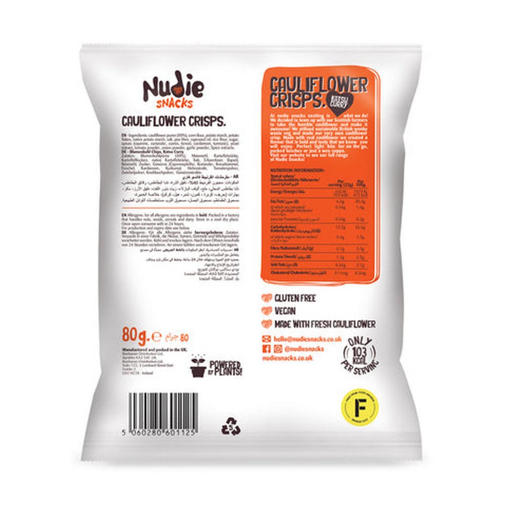 Cauliflower Crisps Katsu Curry 80g - Eco Natural Products - Nudie Snacks - Snack