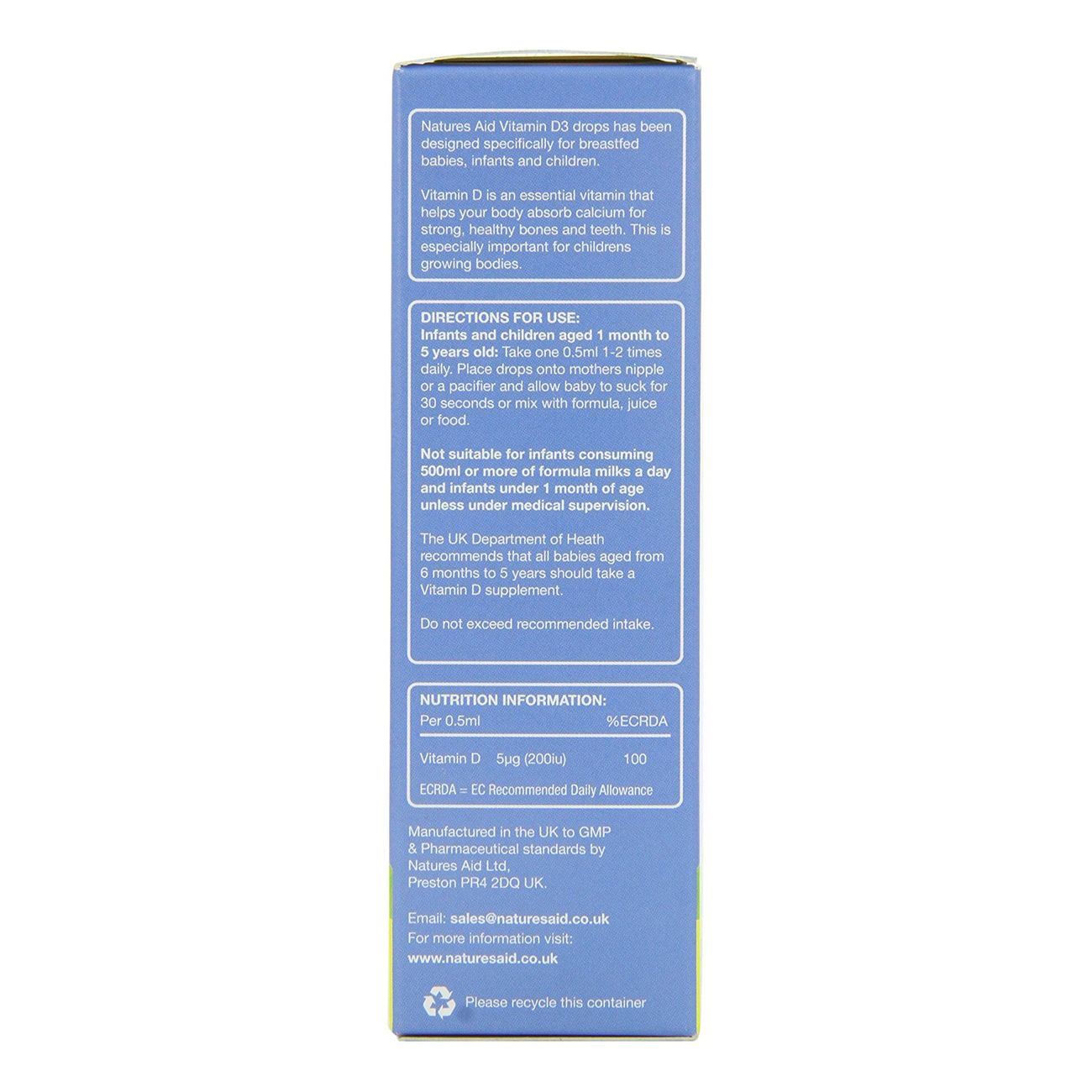 Vitamin D3 400iu Drops for Infants & Children Healthy Teeth & Bones 50ml BBE 31.05.2026