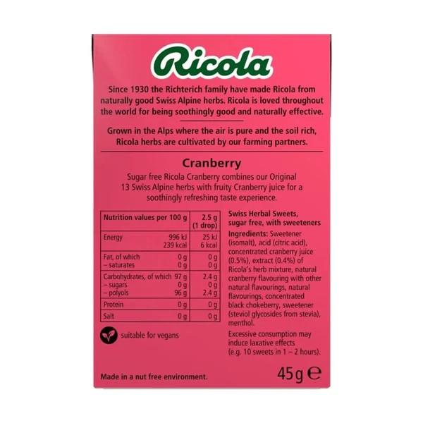 Cranberry Sugar Free with Stevia Swiss Herbal Sweets 45g