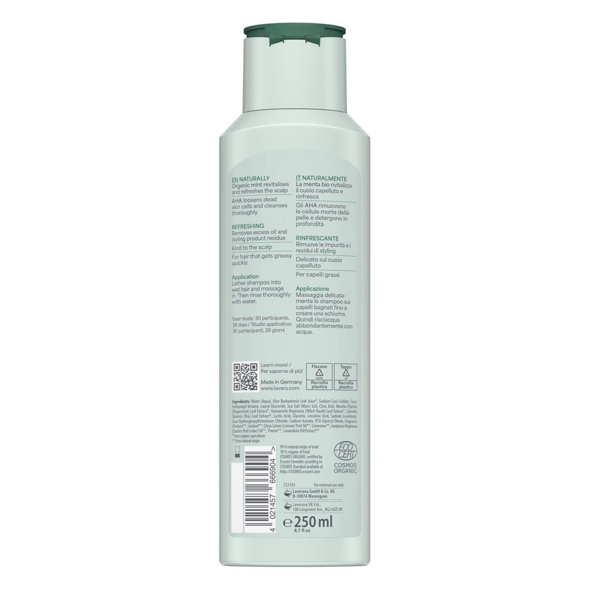 Fresh & Clear Shampoo Organic Mint & AHA Oily Hair 250ml