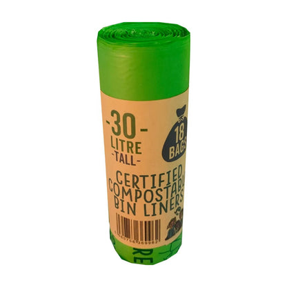 Certified Compostable Bin Bags 30L 1 Roll - Eco Green Living - Garbage Bags - Eco Green Living