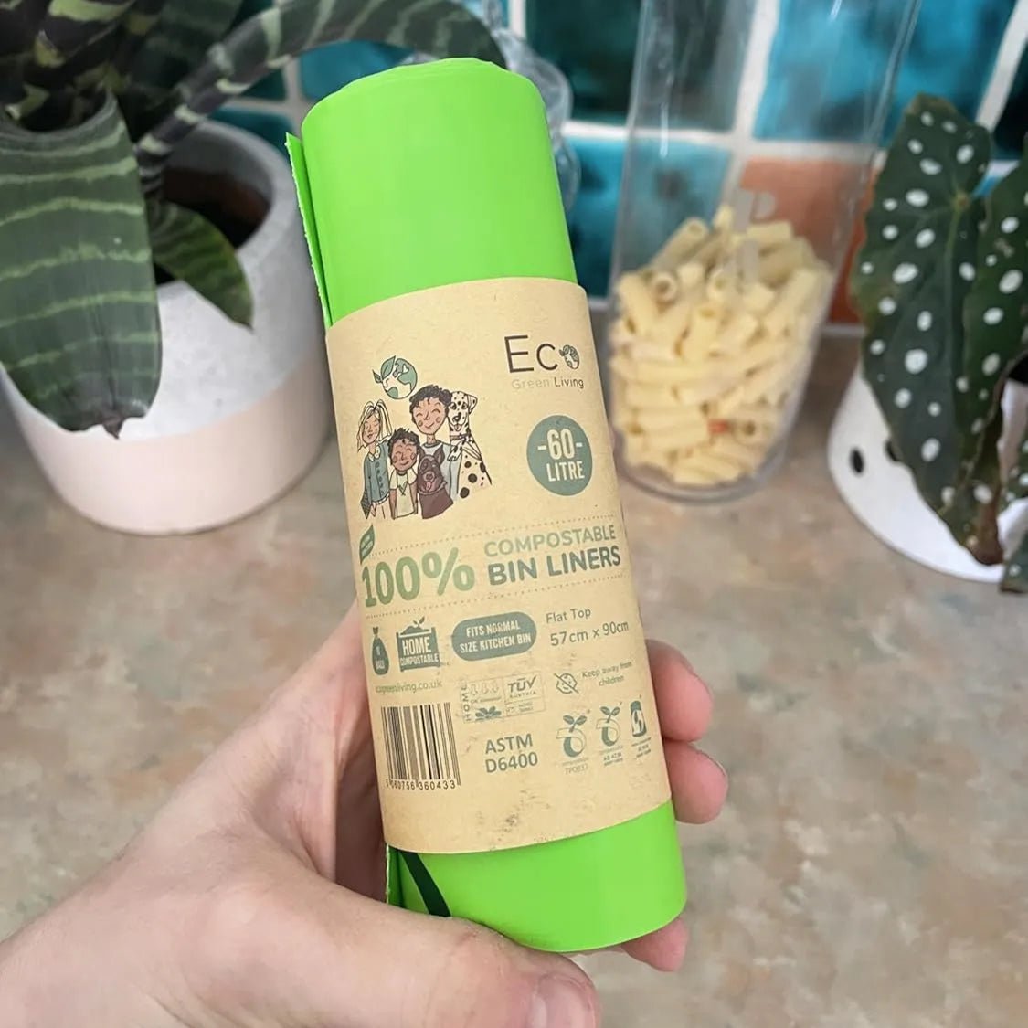 Certified Compostable Bin Bags 60L 1 Roll - Eco Green Living - Garbage Bags - Eco Green Living