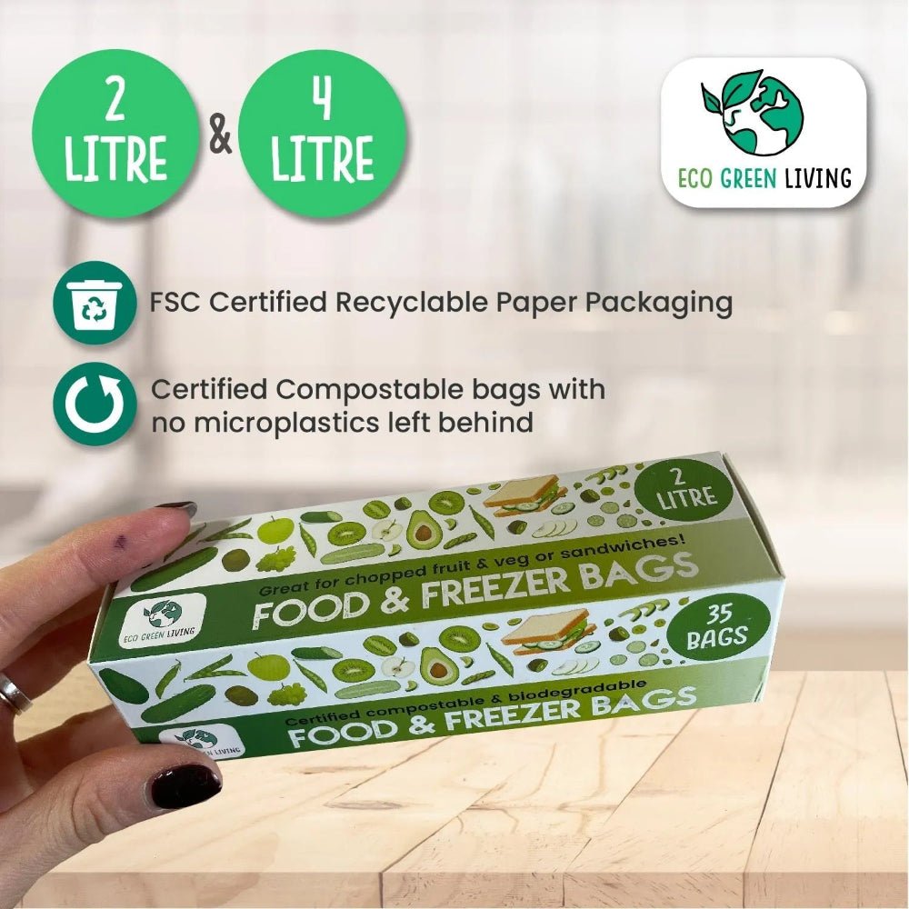 Certified Compostable Food & Freezer Bags 2 Litre 1 Roll - Eco Green Living - Food Storage Bags - Eco Green Living