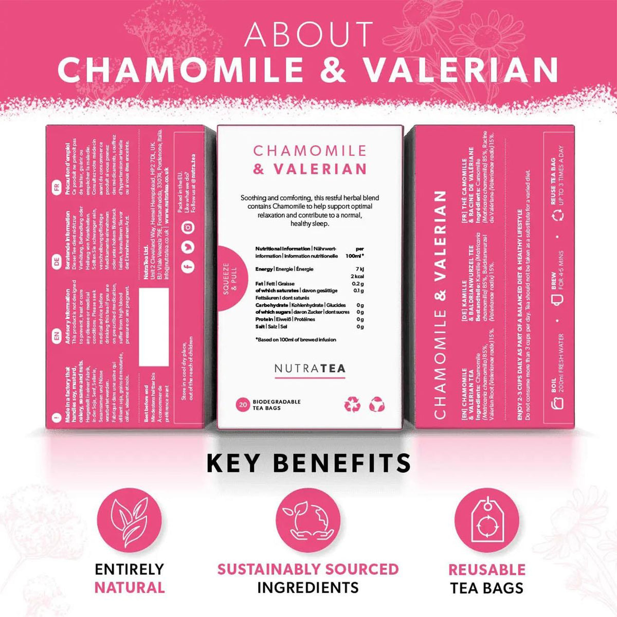 Chamomile & Valerian Herbal Tea 20 Bags - NutraTea - Herbal Tea - NutraTea