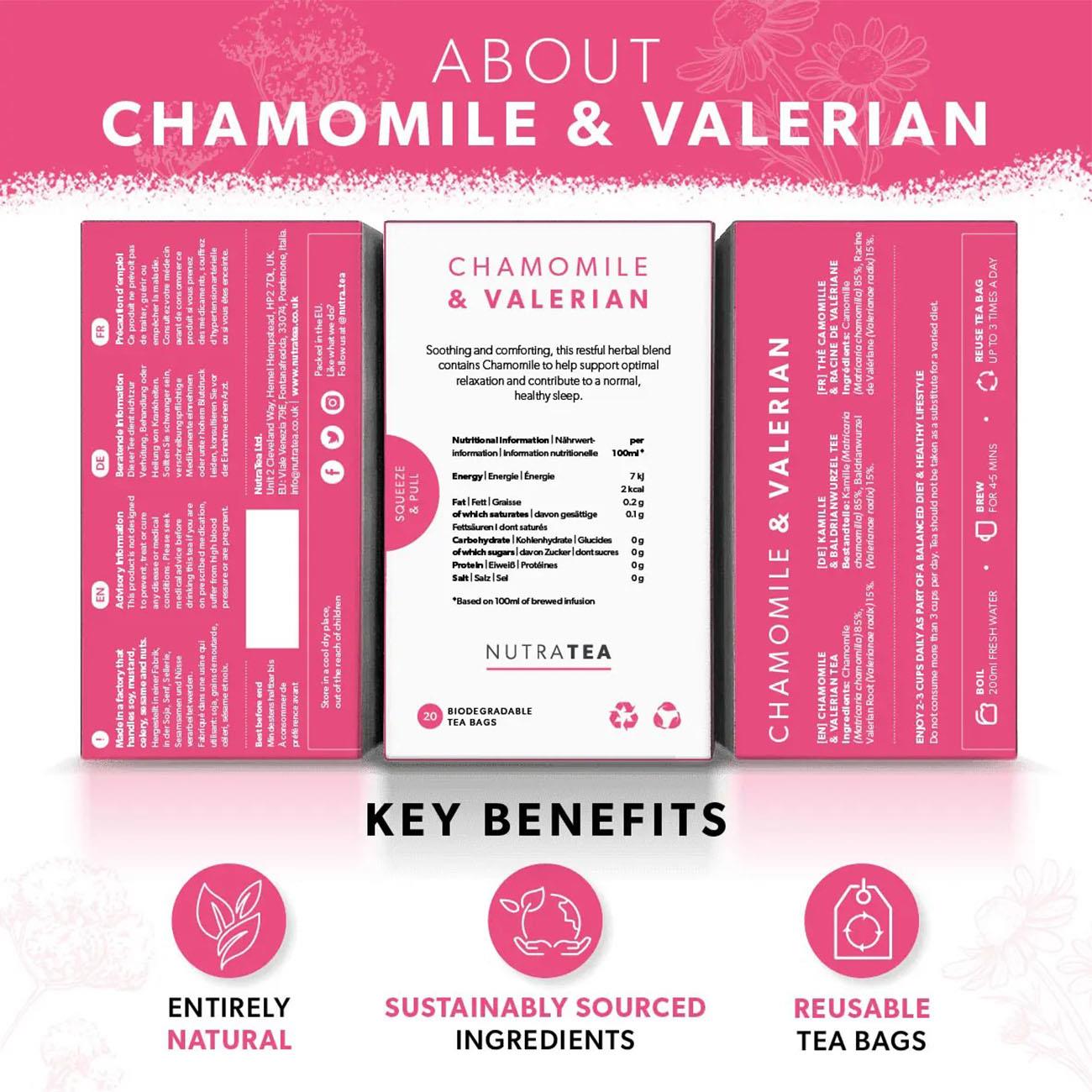Chamomile & Valerian Herbal Tea 20 Bags - NutraTea - Herbal Tea - NutraTea