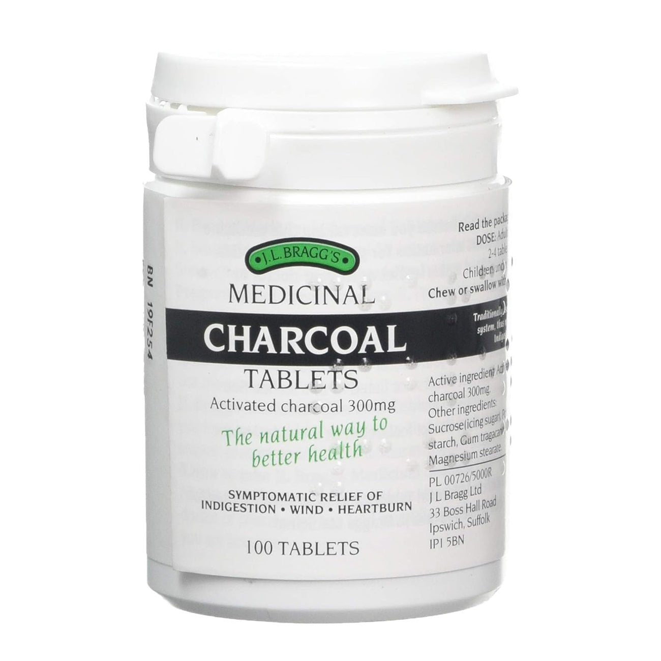 Charcoal 300mg 100 tablets - Eco Natural Products - Braggs - Supplements