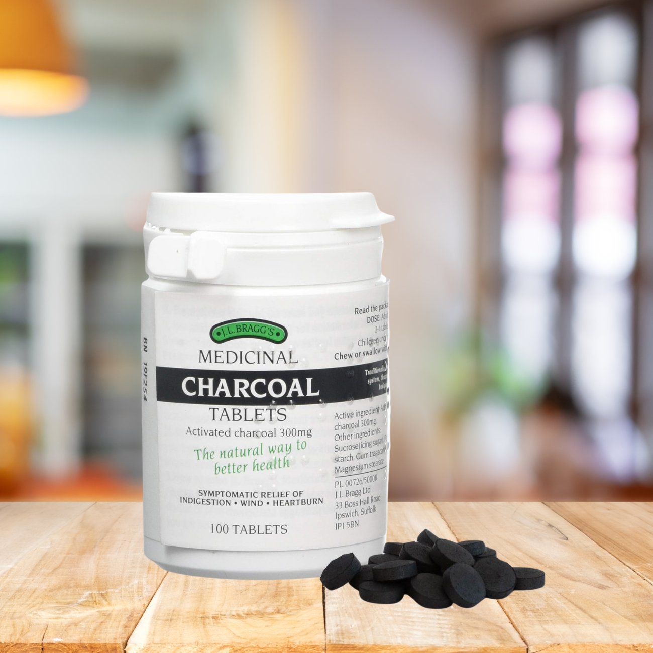 Charcoal 300mg 100 tablets - Eco Natural Products - Braggs - Supplements