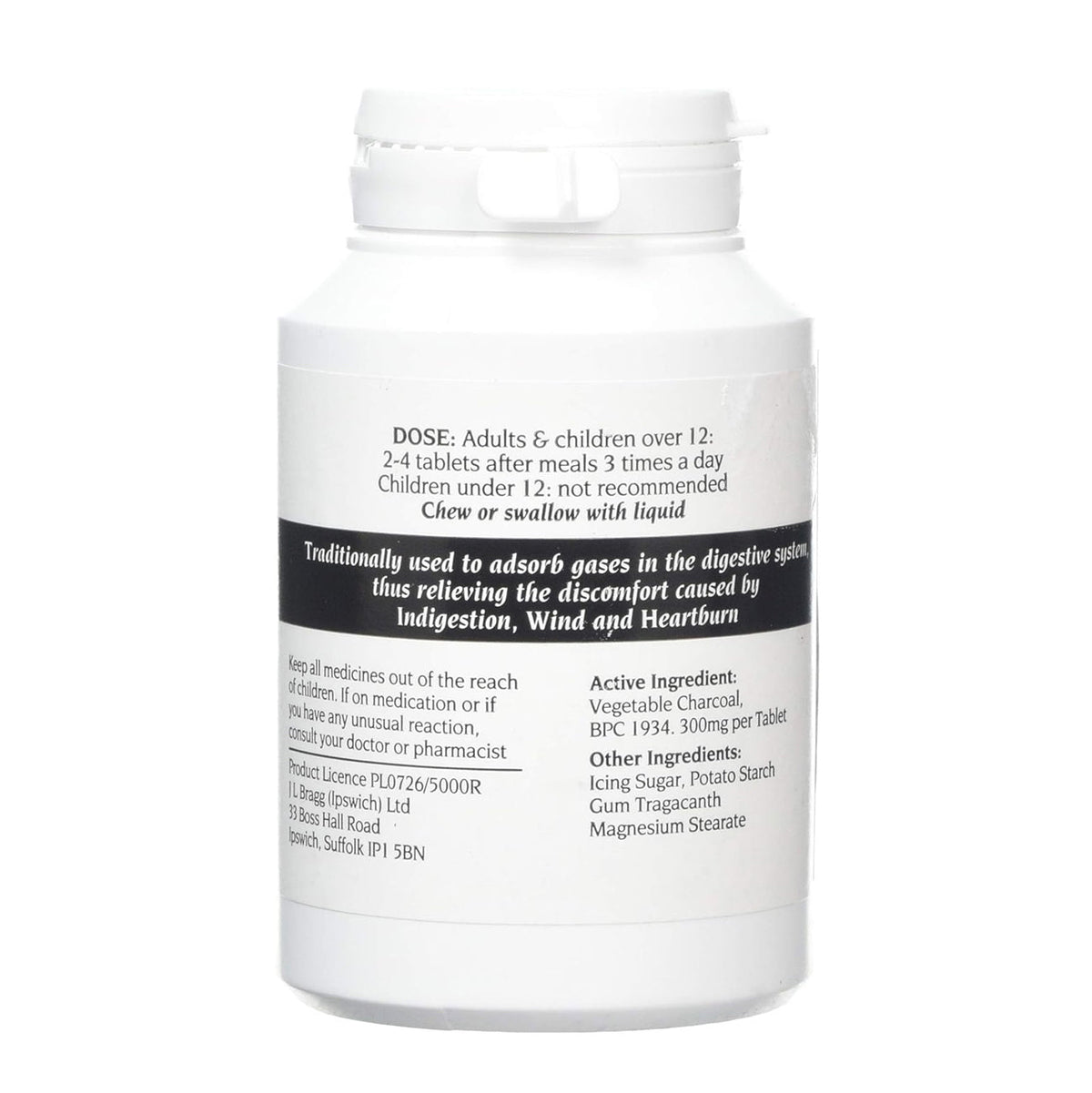 Charcoal 300mg 250 Tablets - Braggs - Botanical & Food Supplements - Eco Natural Products