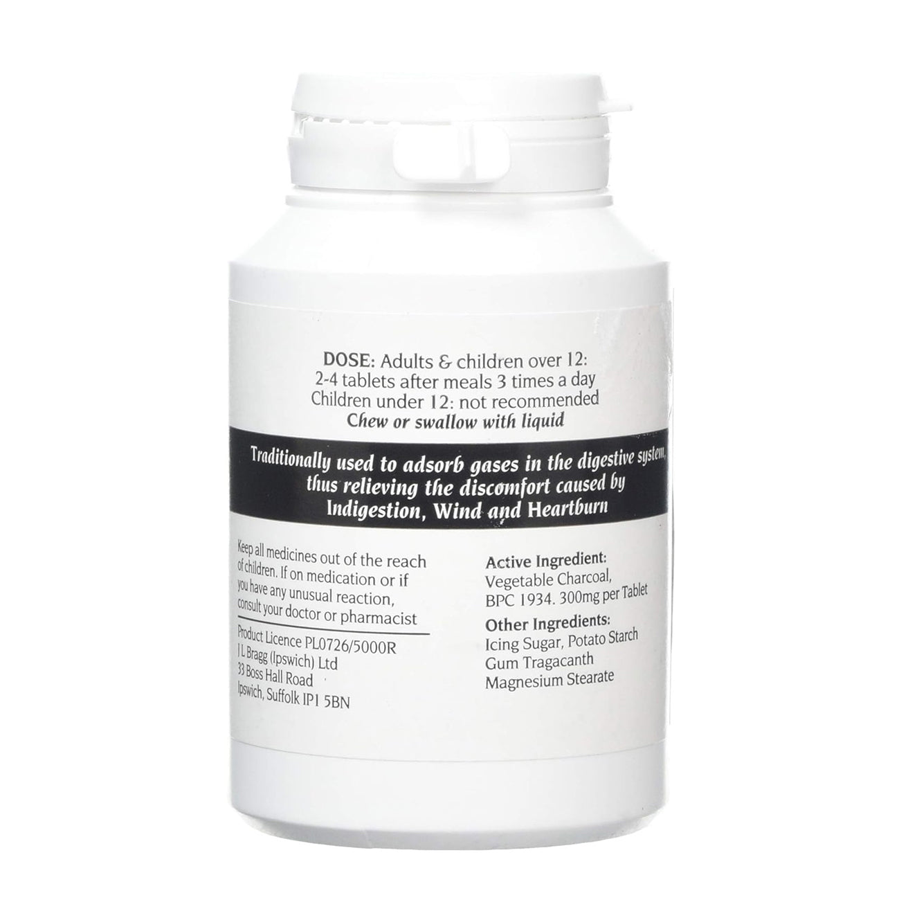 Charcoal 300mg 250 Tablets - Braggs - Botanical & Food Supplements - Eco Natural Products