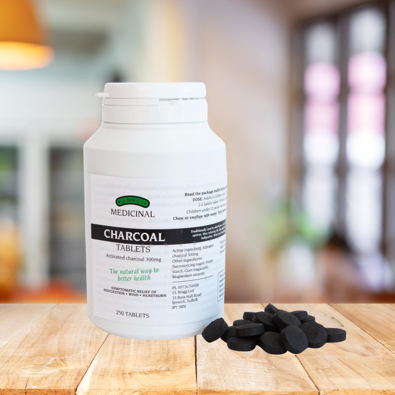 Charcoal 300mg 250 Tablets - Eco Natural Products - Braggs - Botanical & Food Supplements