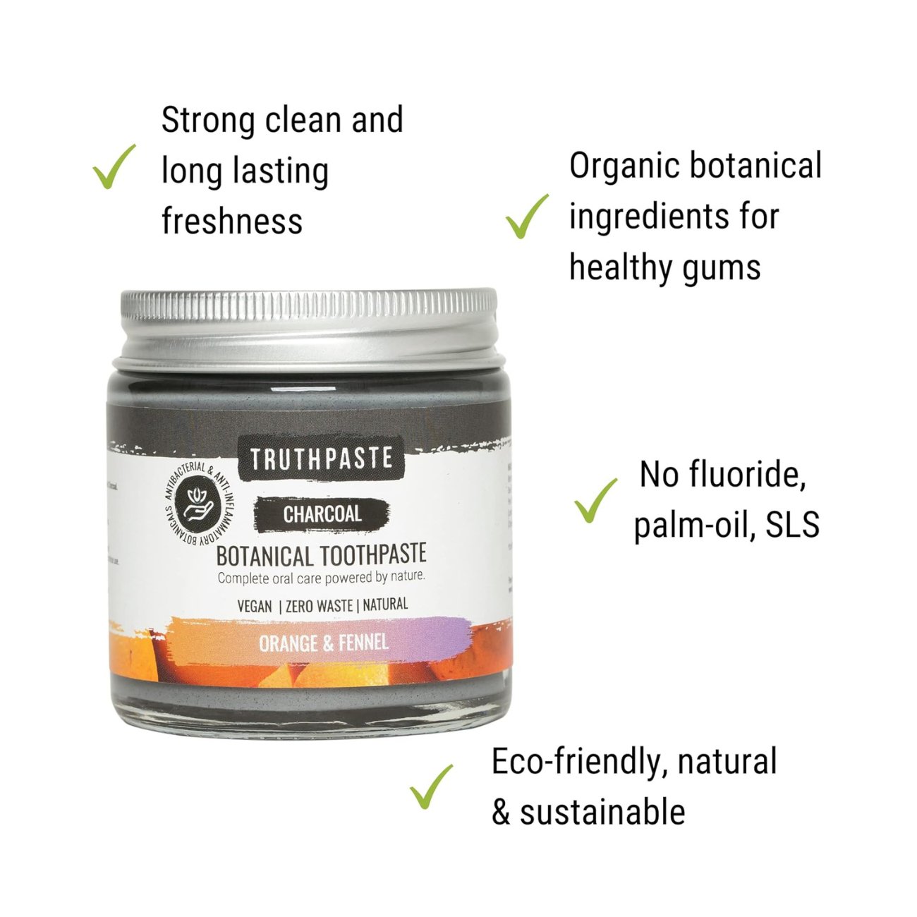 Charcoal Fennel and Orange Toothpaste 100ml - Truthpaste - Eco Natural Products