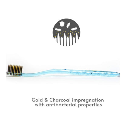 Charcoal & Gold Toothbrush Blue Handle - Nano - B - Tootbrush - Eco Natural Products