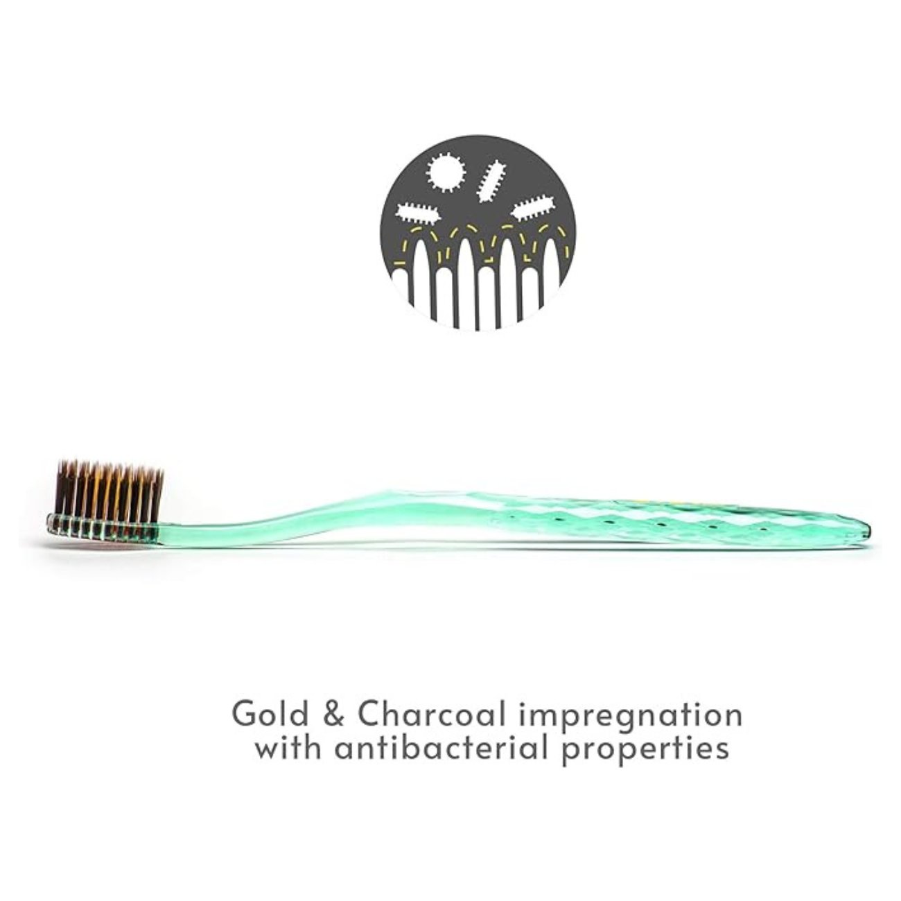 Charcoal & Gold Toothbrush Green Handle - Eco Natural Products - Nano - B - Tootbrush