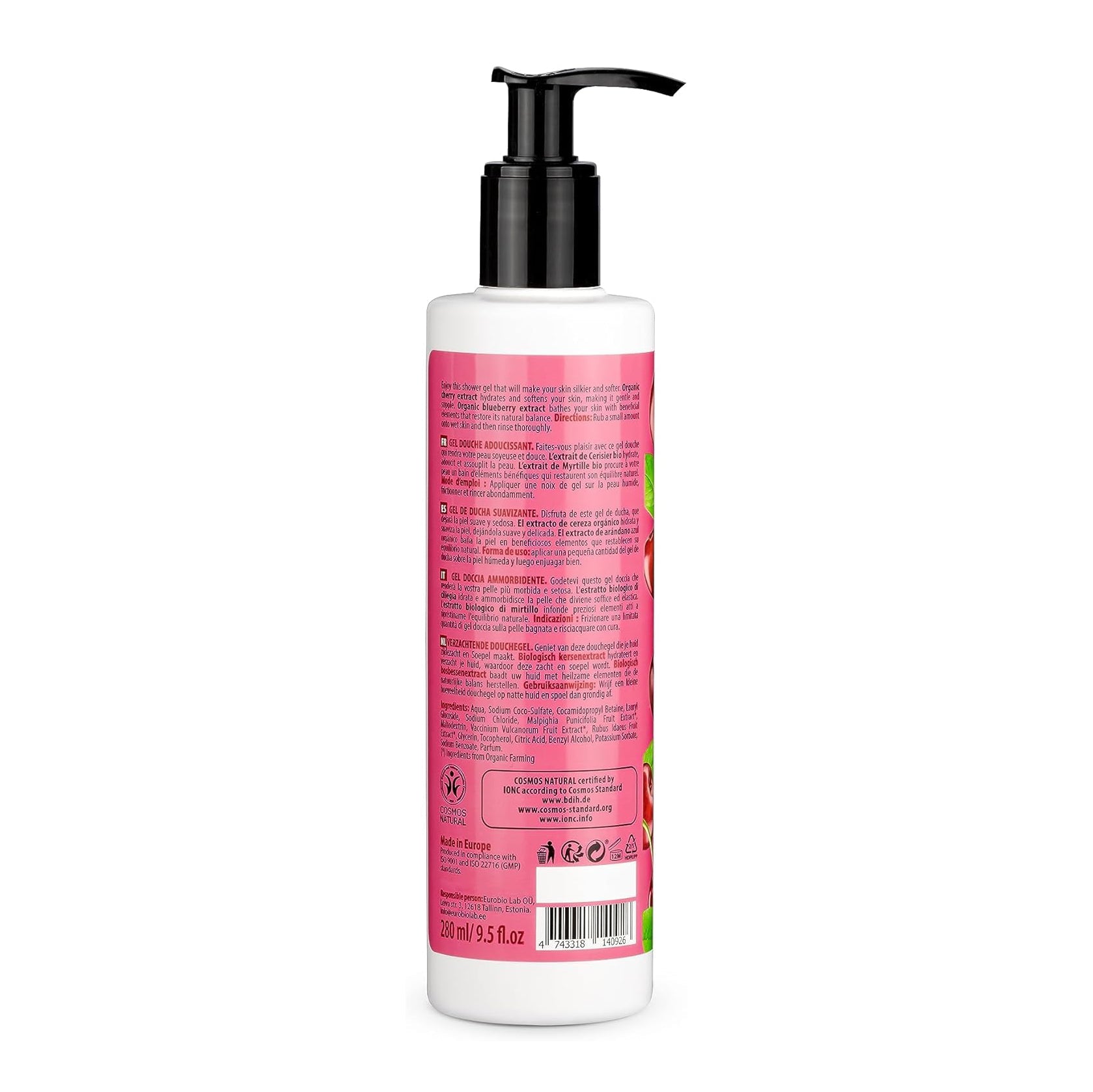 Cherry and Blueberry Softening Shower Gel 280ml - Organic Shop - Shower Gel - Eco Natural Products