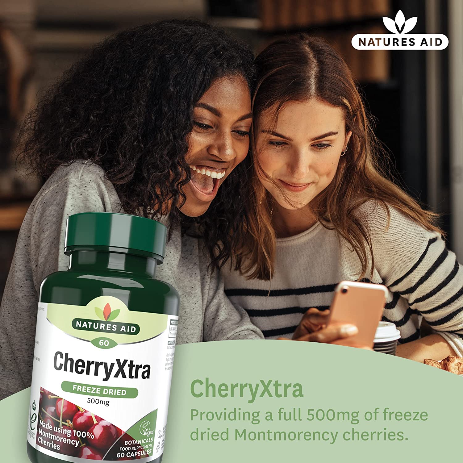 CherryXtra 500mg Freeze Dried Montmorency Cherries 60 Vcaps - Eco Natural Products - Natures Aid - Vitamins & Supplements