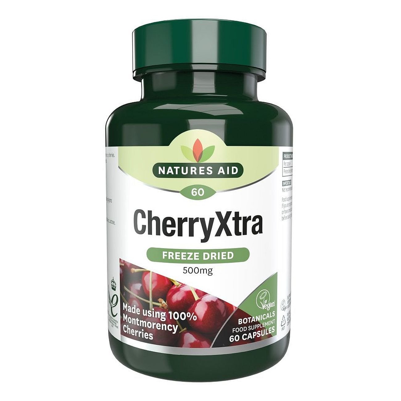 CherryXtra 500mg Freeze Dried Montmorency Cherries 60 Vcaps - Eco Natural Products - Natures Aid - Vitamins & Supplements