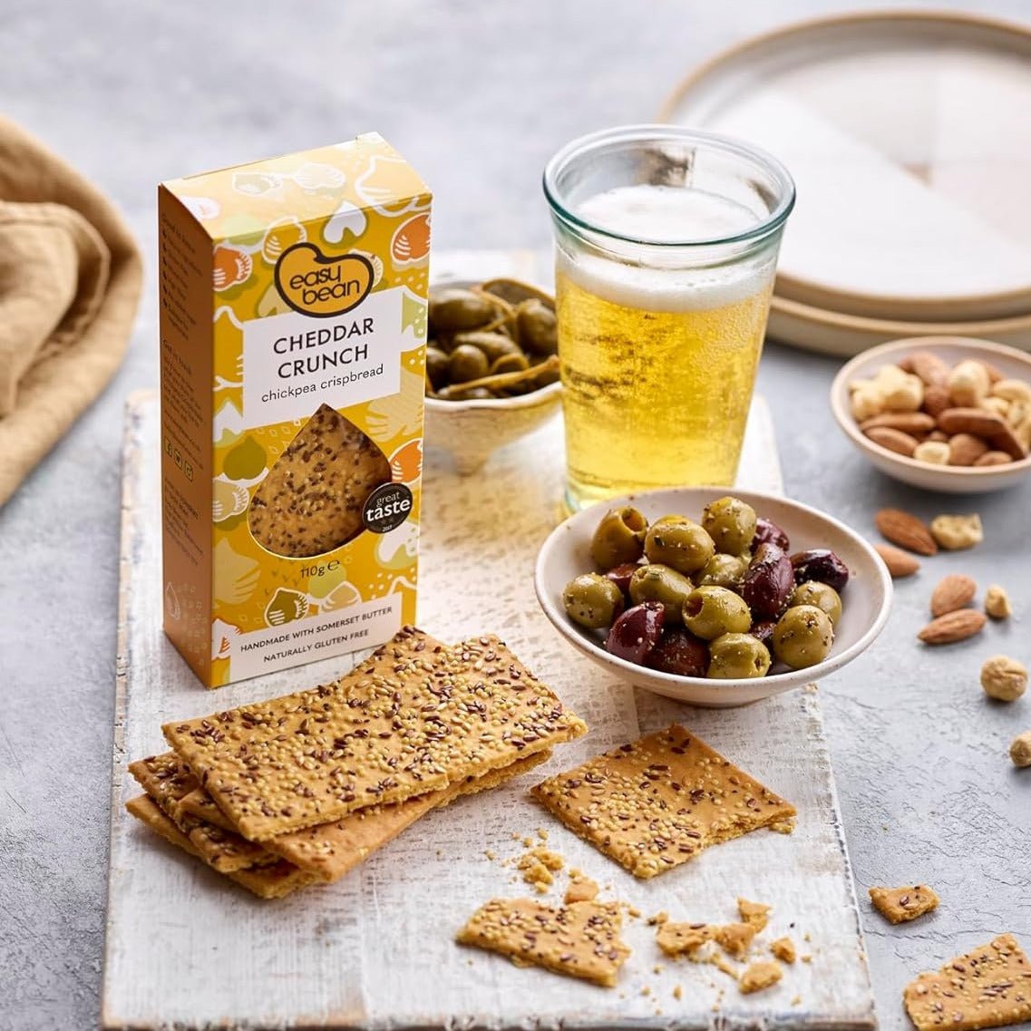 Chickpea Crispbread Cheddar Crunch 110g - Eco Natural Products - Easy Bean - Crispbread