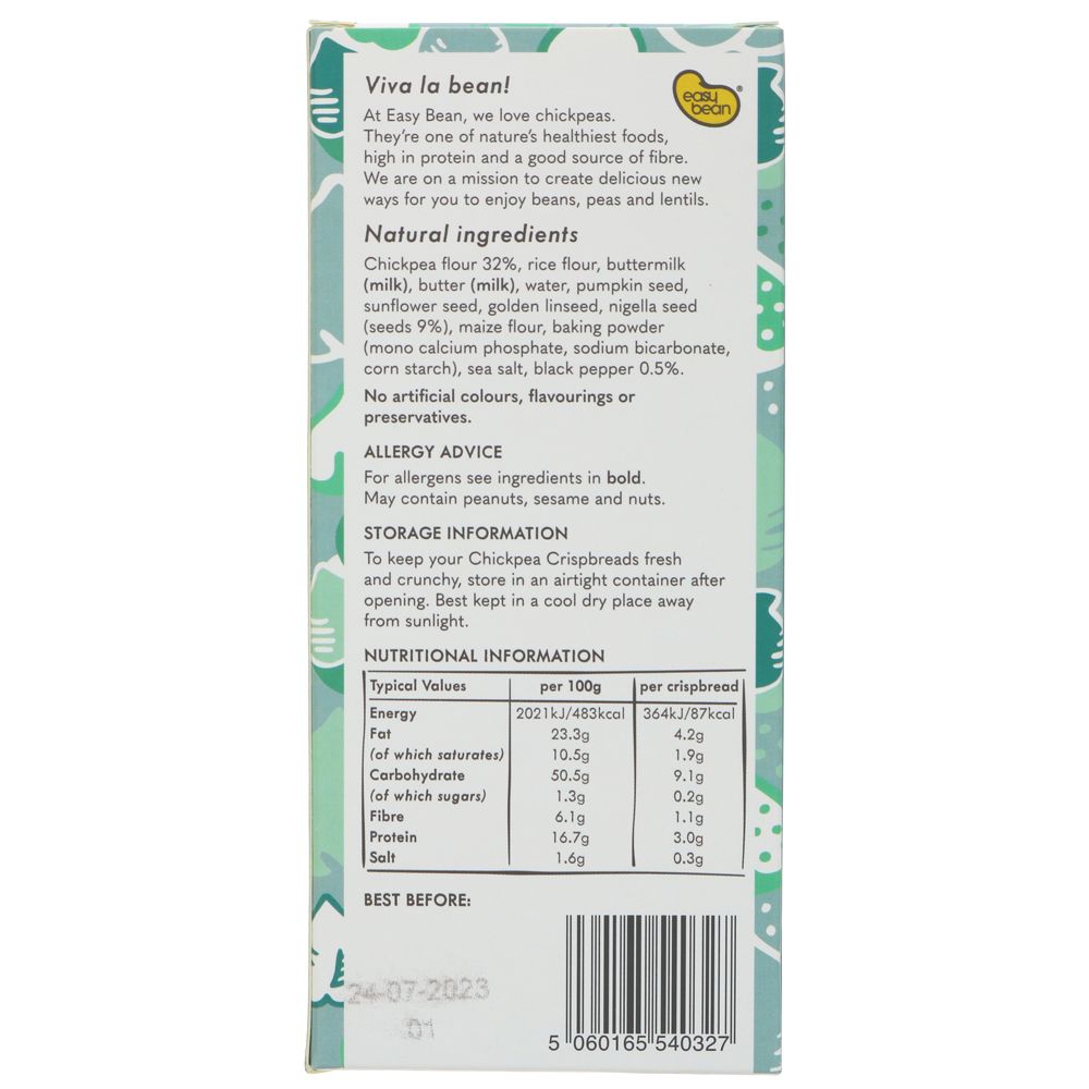 Chickpea Crispbread Seeds & Black Pepper 110g - Easy Bean - Bread - Eco Natural Products