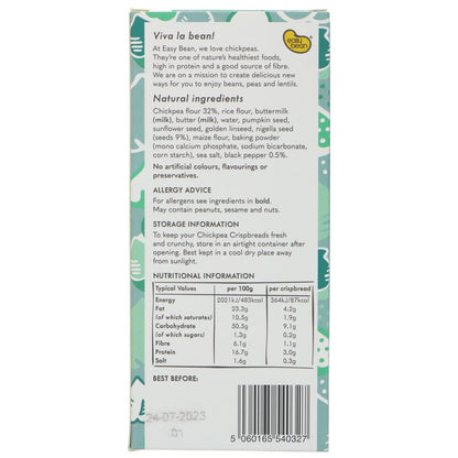 Chickpea Crispbread Seeds & Black Pepper 110g - Easy Bean - Bread - Eco Natural Products
