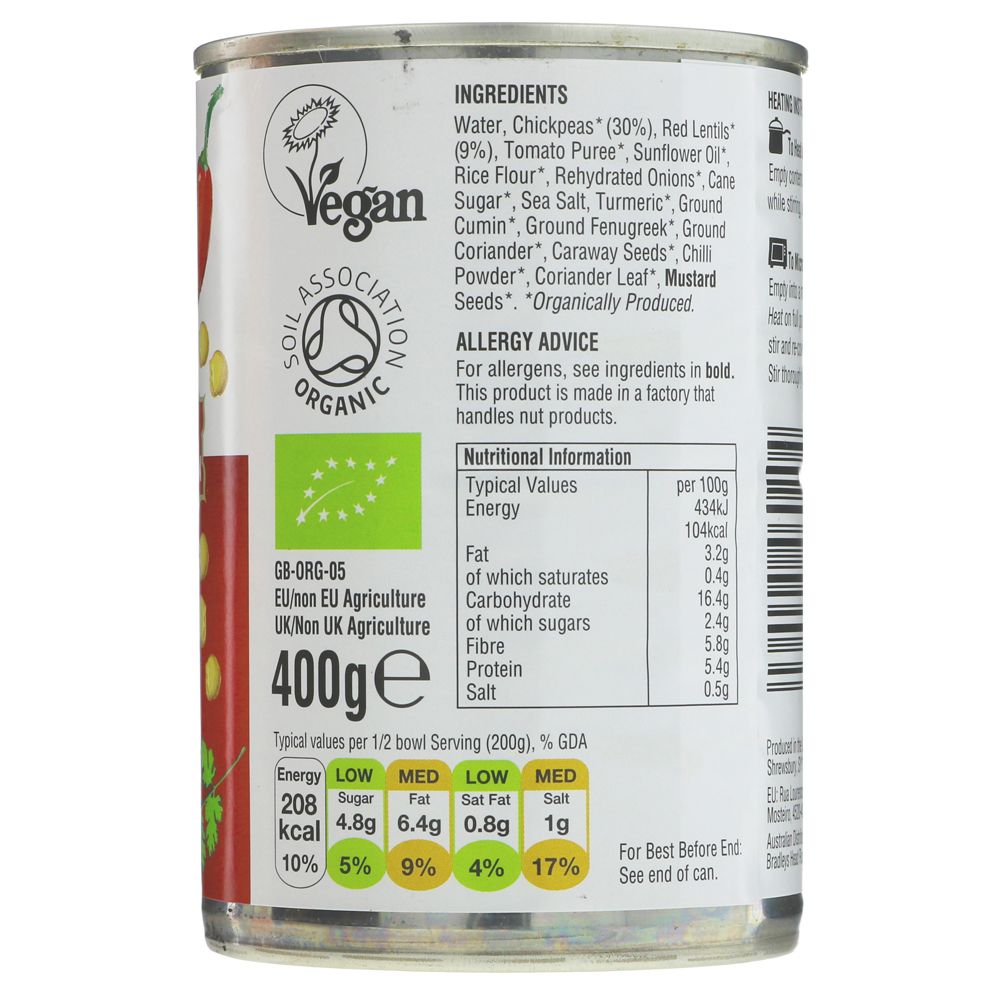 Chickpea & Lentil Dahl 400g - Eco Natural Products - Geo Organics - Dahl