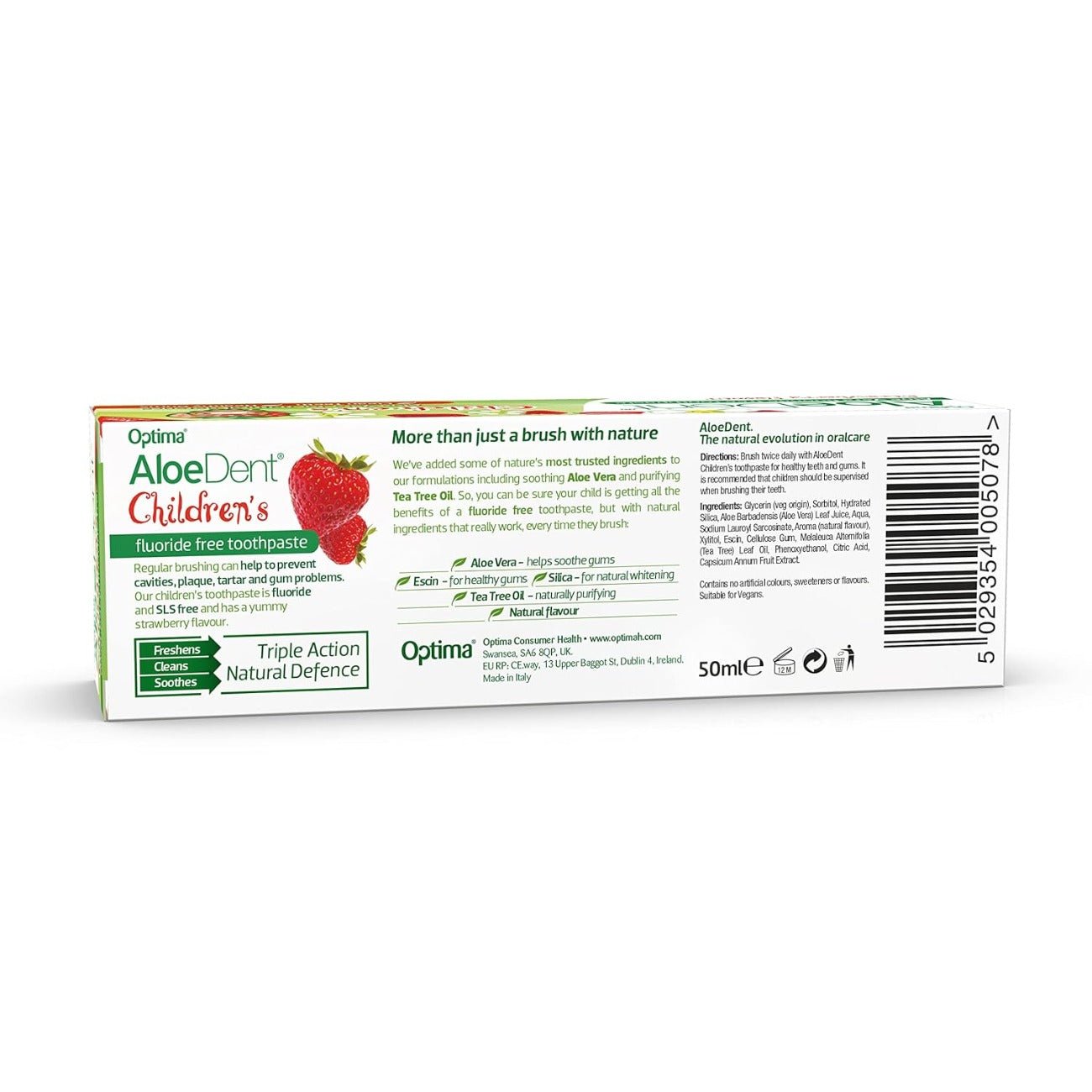 Children's Aloe Vera Toothpaste Strawberry Fluoride Free 50ml - Eco Natural Products - Aloe Dent - Toothpaste