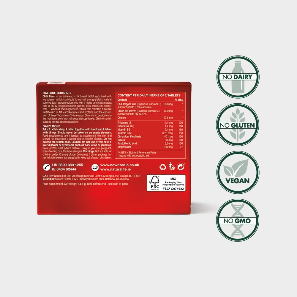 Chili Burn 60 Tablets - New Nordic - Botanical & Food Supplements - Eco Natural Products