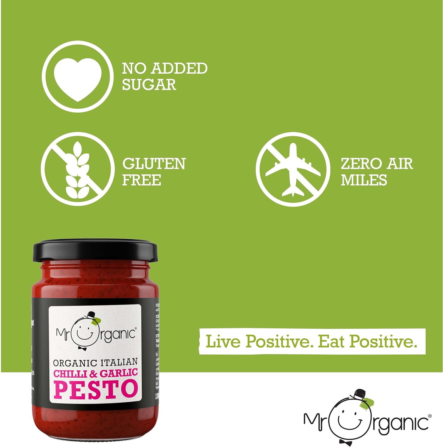 Chilli and Garlic Vegan Pesto 130g - Mr Organic - Pasta Sauce - Eco Natural Products