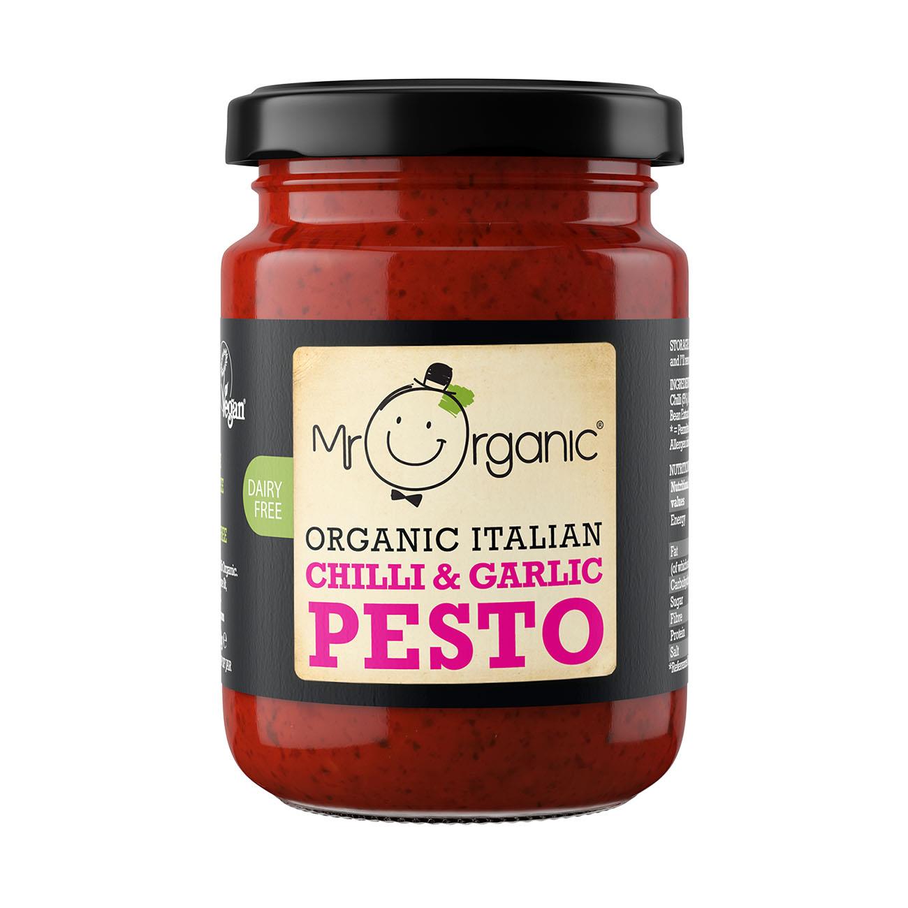 Chilli and Garlic Vegan Pesto 130g - Mr Organic - Pasta Sauce - Eco Natural Products