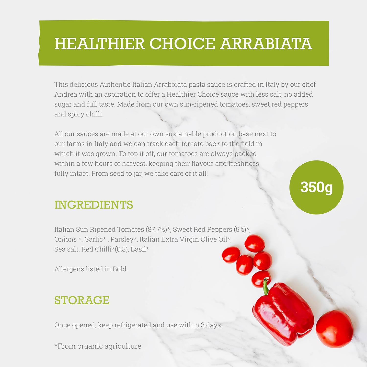 Chilli Arrabbiata Pasta Sauce 350g - Eco Natural Products - Mr Organic - Pasta Sauce