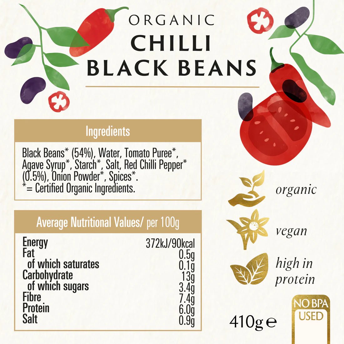 Chilli Black Beans Organic 400g - Eco Natural Products - Biona - Preserved Vegetables