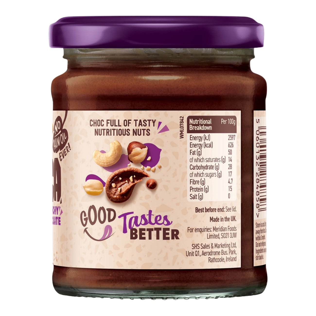 Chocca Crunchy Chocolate Spread 240g - Meridian - Spread - Eco Natural Products