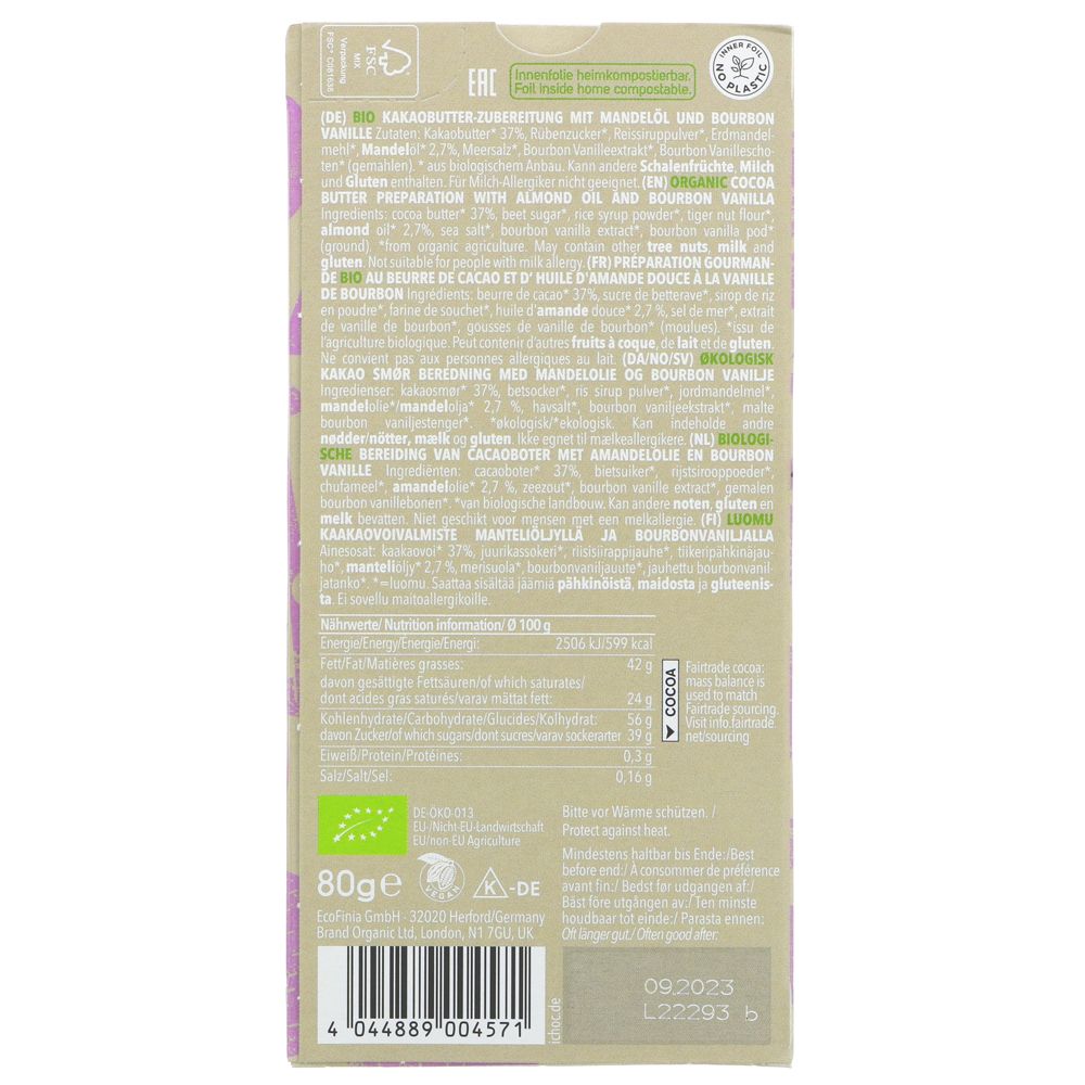 Chocolate White Vanilla 80g - iChoc - Chocolate - Eco Natural Products