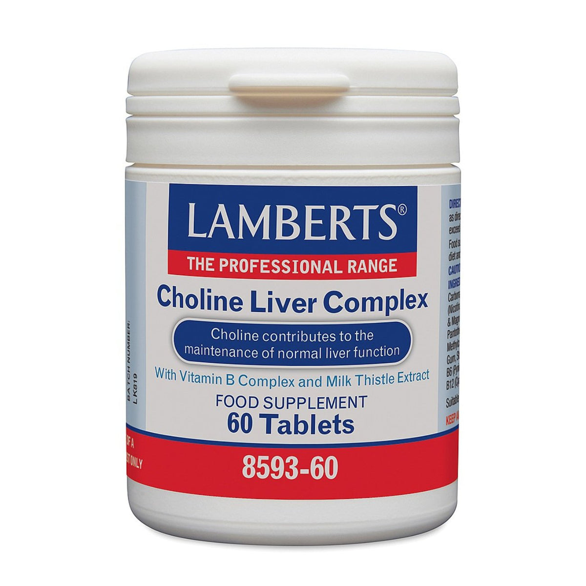 Choline Liver Complex Vitamin B Complex & Milk Thistle Extract 60 Tabs - Lamberts - Food Supplement - Eco Natural Products