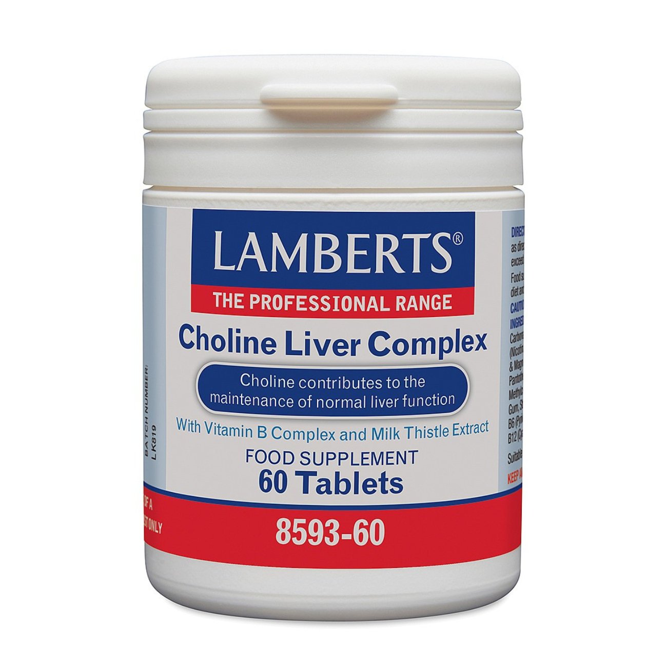 Choline Liver Complex Vitamin B Complex & Milk Thistle Extract 60 Tabs - Lamberts - Food Supplement - Eco Natural Products