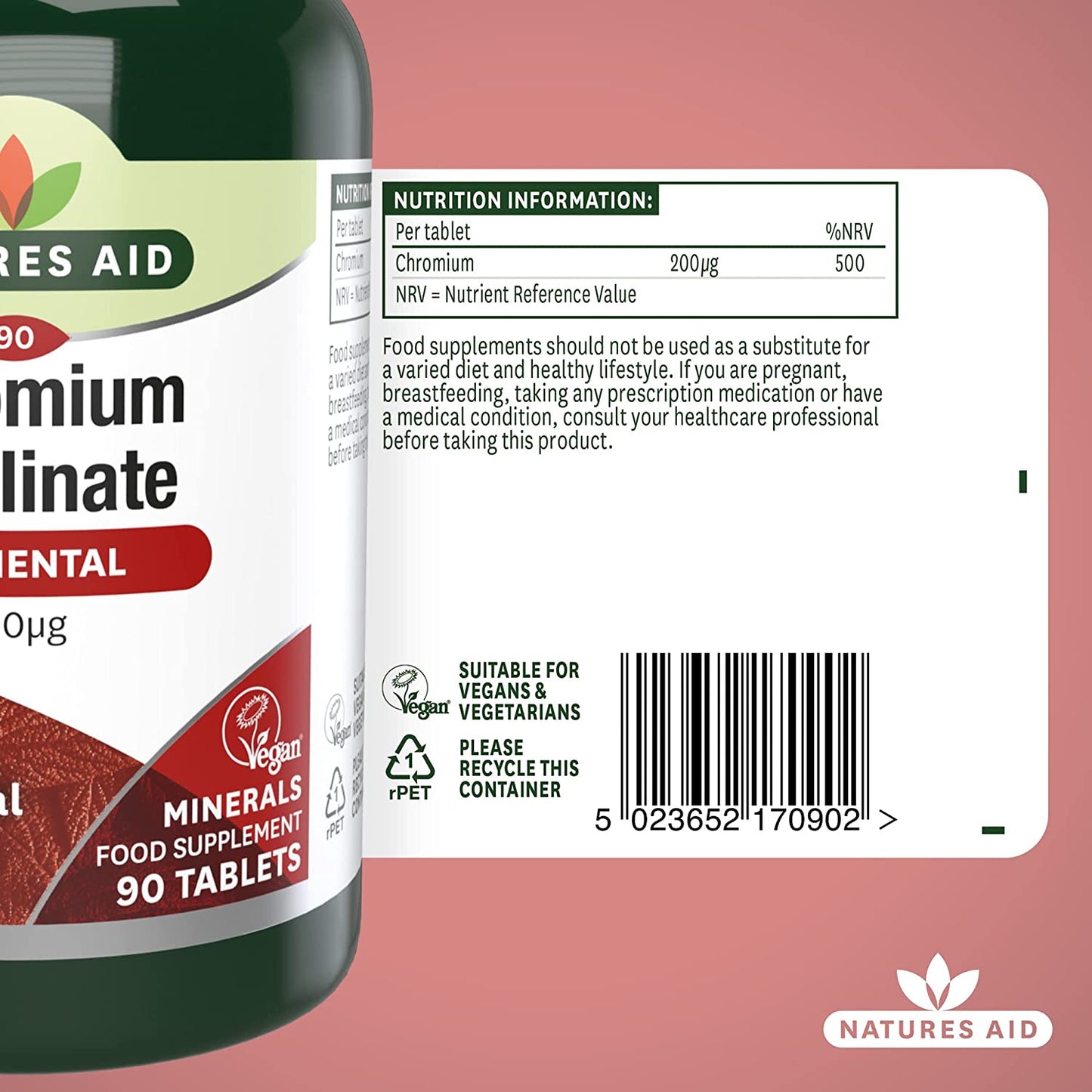 Chromium Picolinate Tablets 200ug 90 Tablets - Natures Aid - Vitamins & Supplements - Eco Natural Products